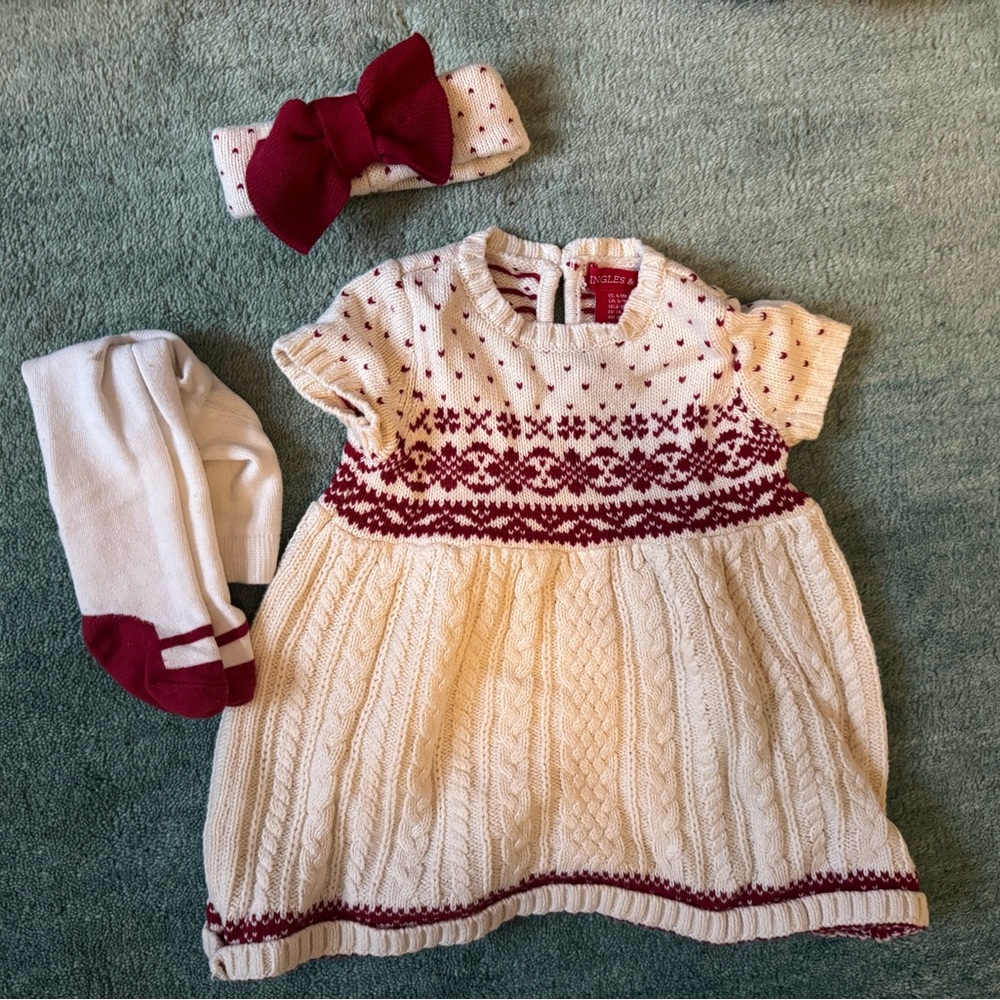 Fair Isle Style Knit Dress Set